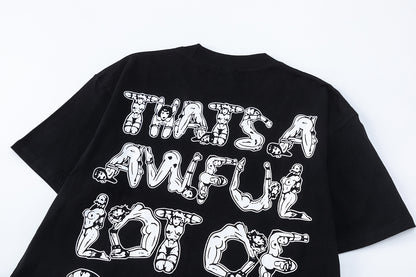Unisex Oversized Graphic T-Shirt, Black Crewneck Streetwear Top