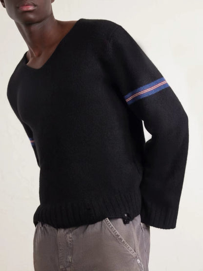 Distressed Striped Cashmere Sweater