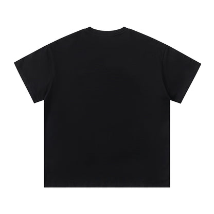 Unisex Black Graphic T-Shirt, Crew Neck Short Sleeve Streetwear Casual Top