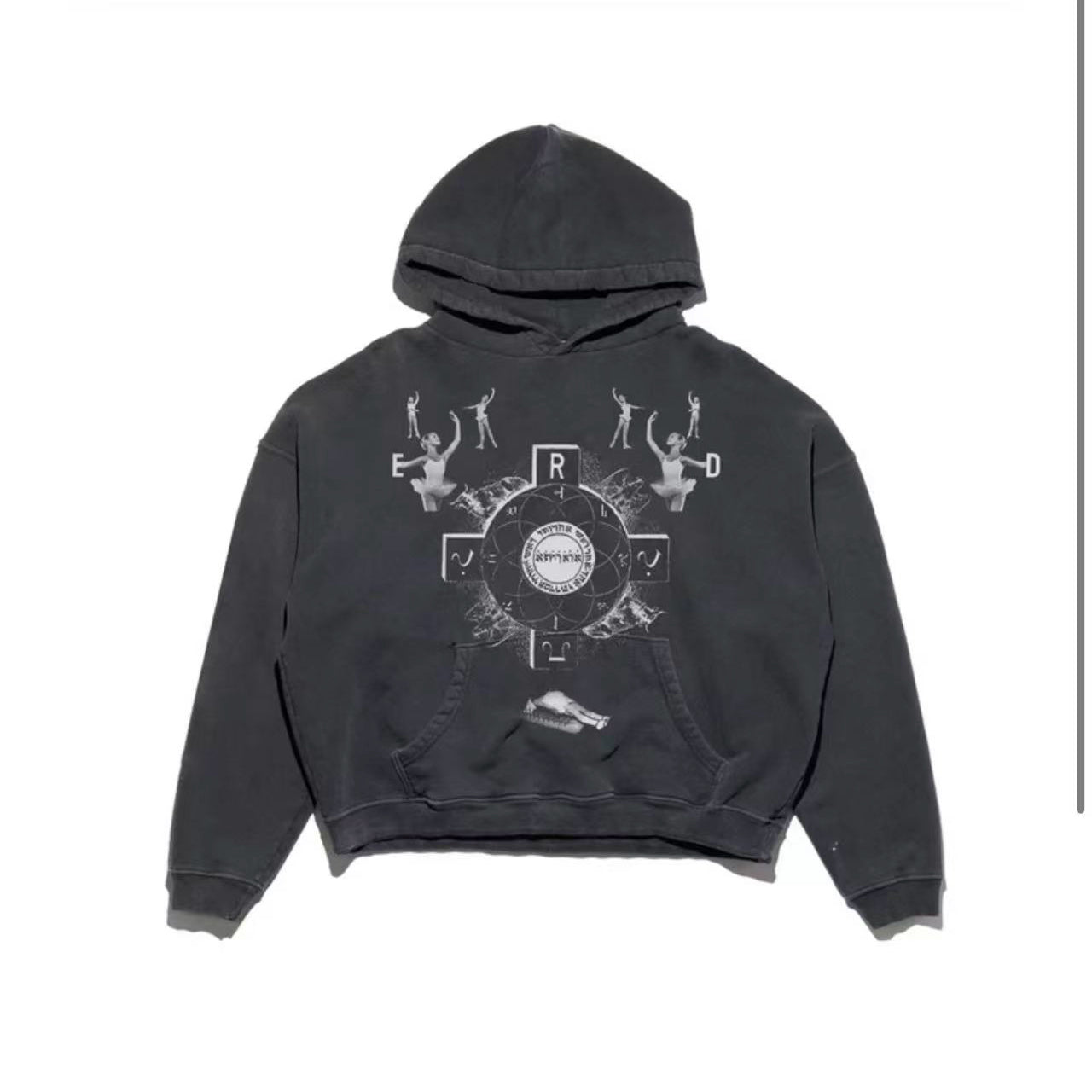 Enfants Riches Deprimes ERD Ballet Noir Hoodie Washed Distressed Heavyweight Cotton Oversized Pullover Dark Art Streetwear Sweatshirt | Ballet Noir