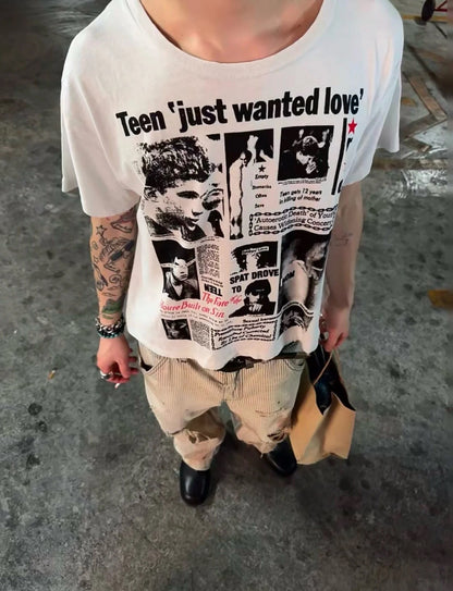 'Teen Just Wanted Love' T-Shirt - Off-White / Natural