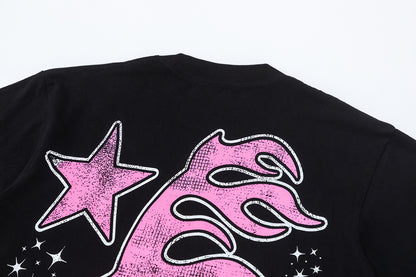 Oversized Short Sleeve Graphic Tee Dropped Shoulder Streetwear Summer Casual T-Shirt | Ember Script