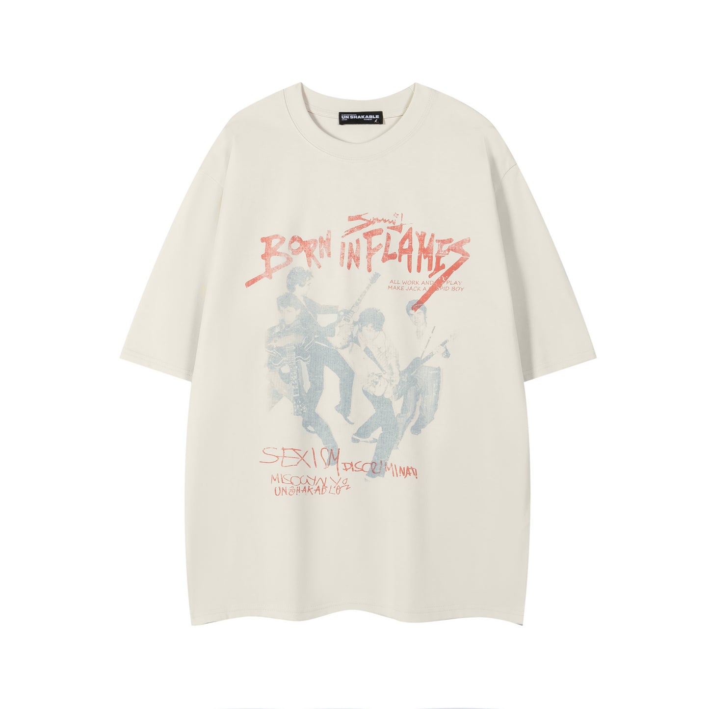 Black Born In Flames rock tee front view