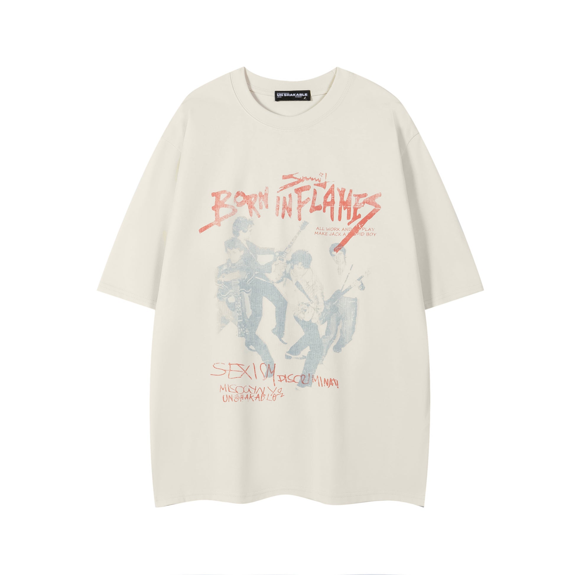 Black Born In Flames rock tee front view