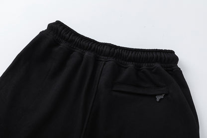 Unisex Graphic T-Shirt and Shorts Set, Black Drawstring Streetwear Outfit