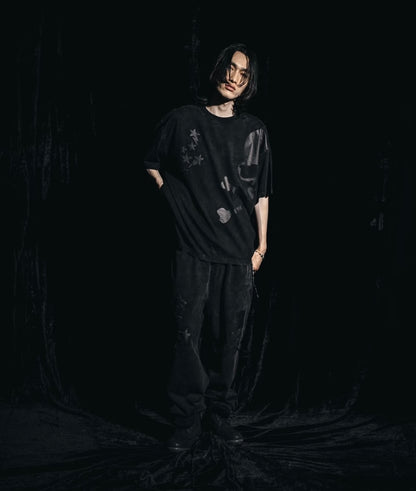 LEATHER STA PATCH SKULL RELAXED FIT TEE