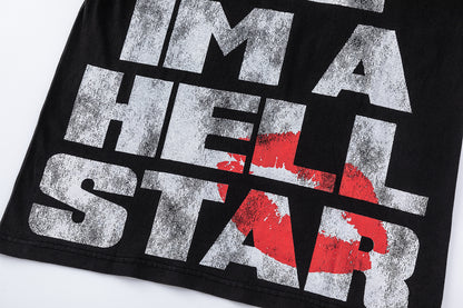 Graphic Print Tee Hellstar Oversized Streetwear Casual Summer Cotton T-Shirt | Hell Glow