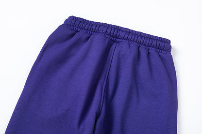 Solid Purple Knit Two-Piece Set Casual Loose Pullover Top Wide Leg Pants Matching Outfit Cozy Loungewear Streetwear Co-ord Set | Violet Set