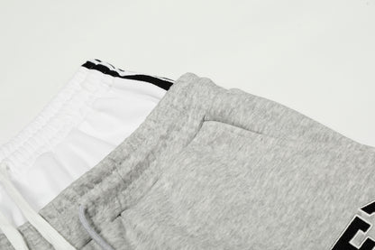 SER Number 9 Flag Embroidery Contrast Waistband Wide Leg Sweatpants Drawstring Metal Ring Hem Y2K