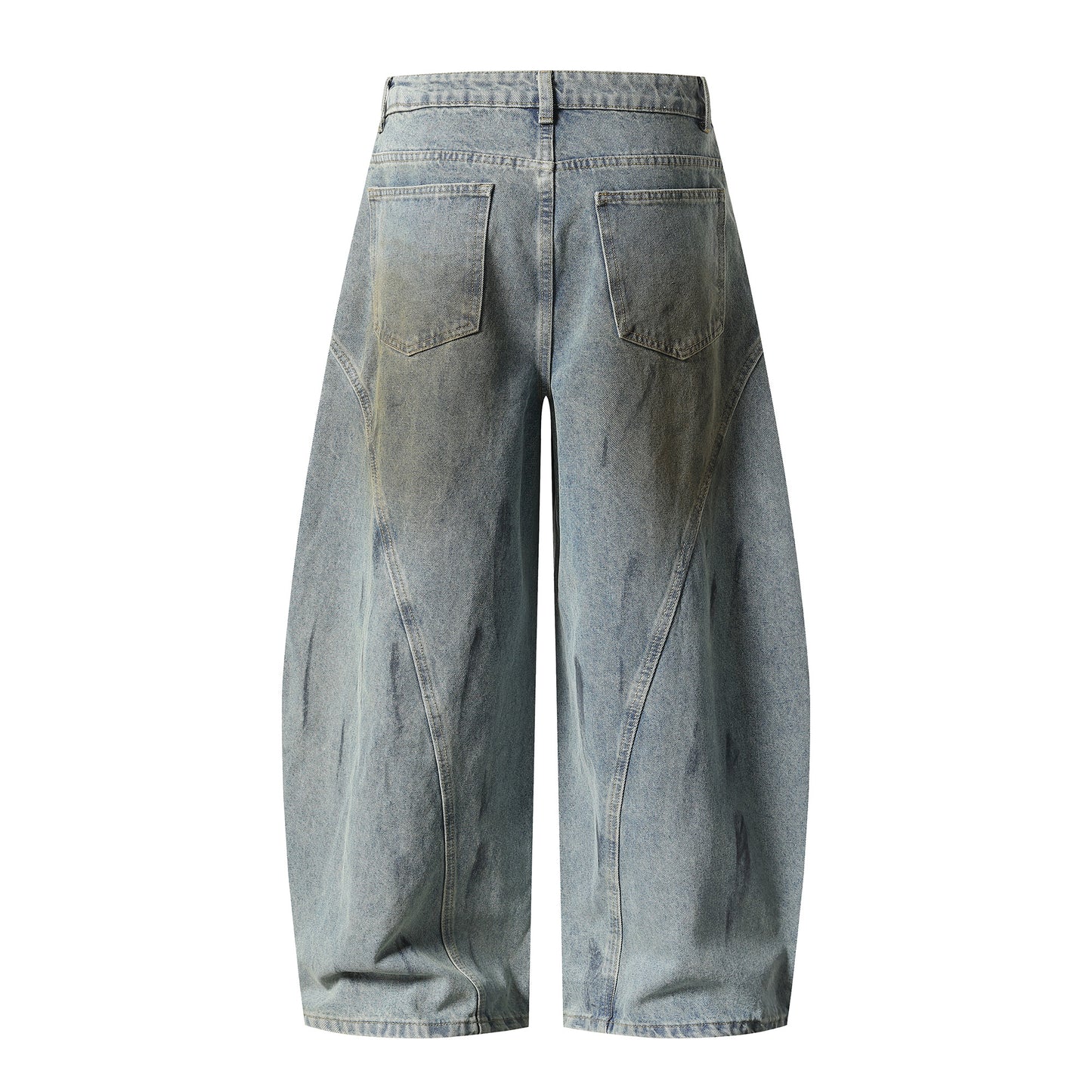 Clay Wash Arc Seam Balloon Wide Leg Jeans Earth Tone Fading Multi-Panel High Waist Baggy Denim Trousers Vintage Streetwear | Clay Arc