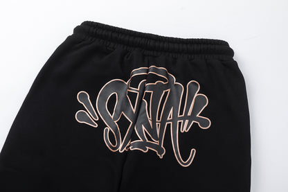 Unisex Hooded Sweatshirt and Jogger Pants Set, Black Graphic Loungewear
