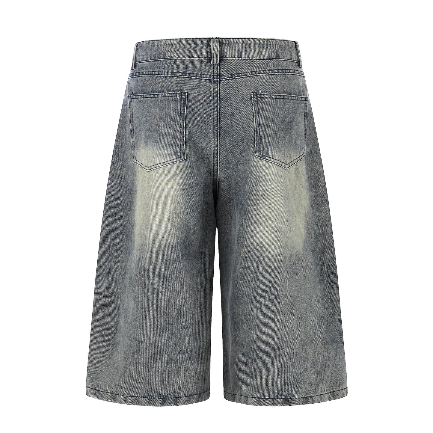 Number 18 Star Flag Print Wide Leg Denim Shorts - Back