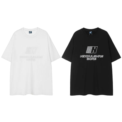 Nexdulemrs Bore N Logo Graphic Tee Oversized Short Sleeve Streetwear Y2K Sporty Casual Summer T-Shirt | Bore N