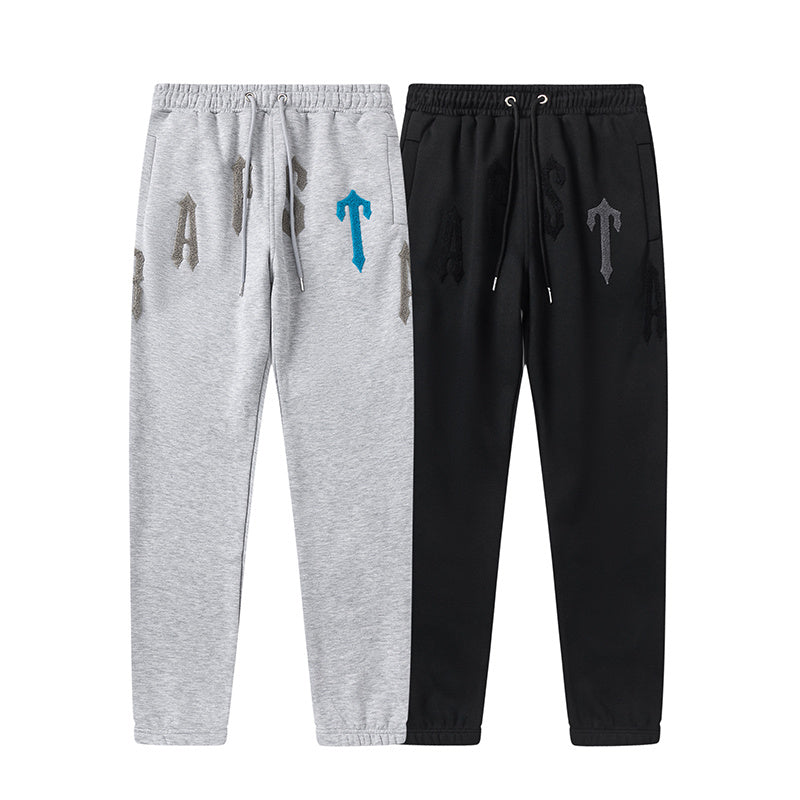 Trapstar black and gray graphic hoodie and joggers tracksuit set with applique lettering - view 3