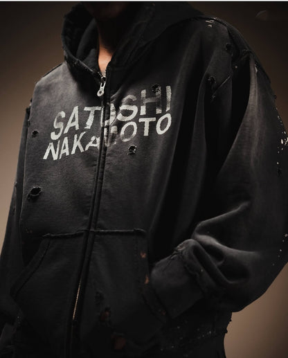 Satoshi Nakamoto Luke Logo-Printed Cotton-Fleece Zip-Up Hoodie