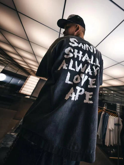 SAINT Mxxxxxx × A BATHING APE BAPE_SS T-SHIRT / ALWAYS LOVE / BLACK