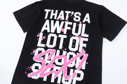 Unisex Black Graphic T-Shirt, Crew Neck Short Sleeve Streetwear Top