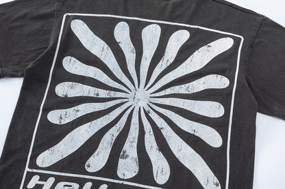 Graphic Print Tee Hellstar Oversized Black Cotton Streetwear Casual Summer T-Shirt | Star Born
