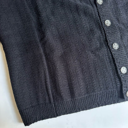 Asymmetrical Cable Knit Cardigan - Black