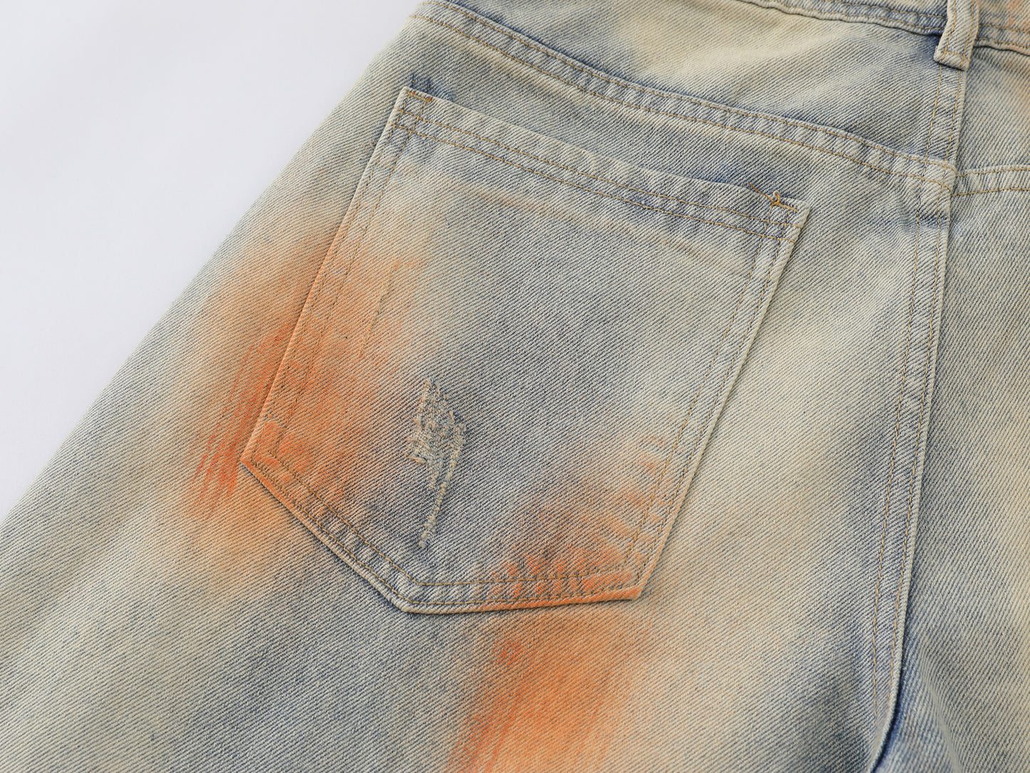 Tie Dye Orange Splash Wide Leg Baggy Jeans Washed Denim High Waist Streetwear Y2K Casual Pants