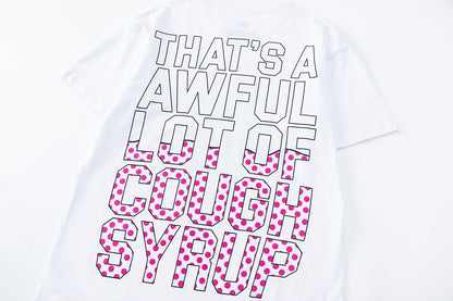 White Graphic T-Shirt with Baby Bottle Print, Crew Neck Short Sleeve Tee