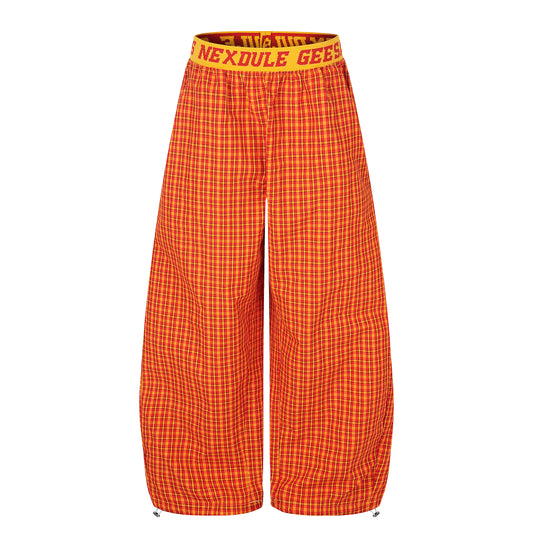 Plaid Drop Wide Leg Pants Red Side