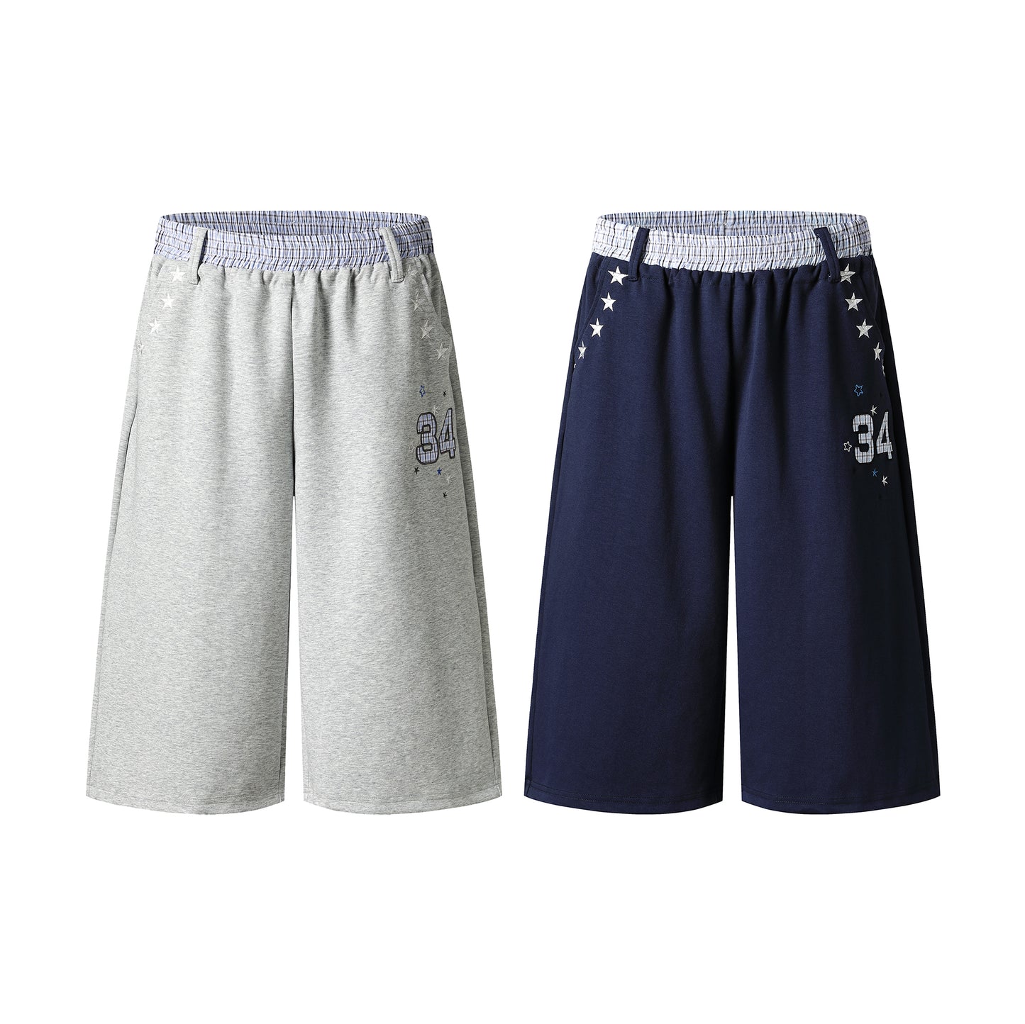 Star 34 Wide Leg Sweat Shorts - Navy Front