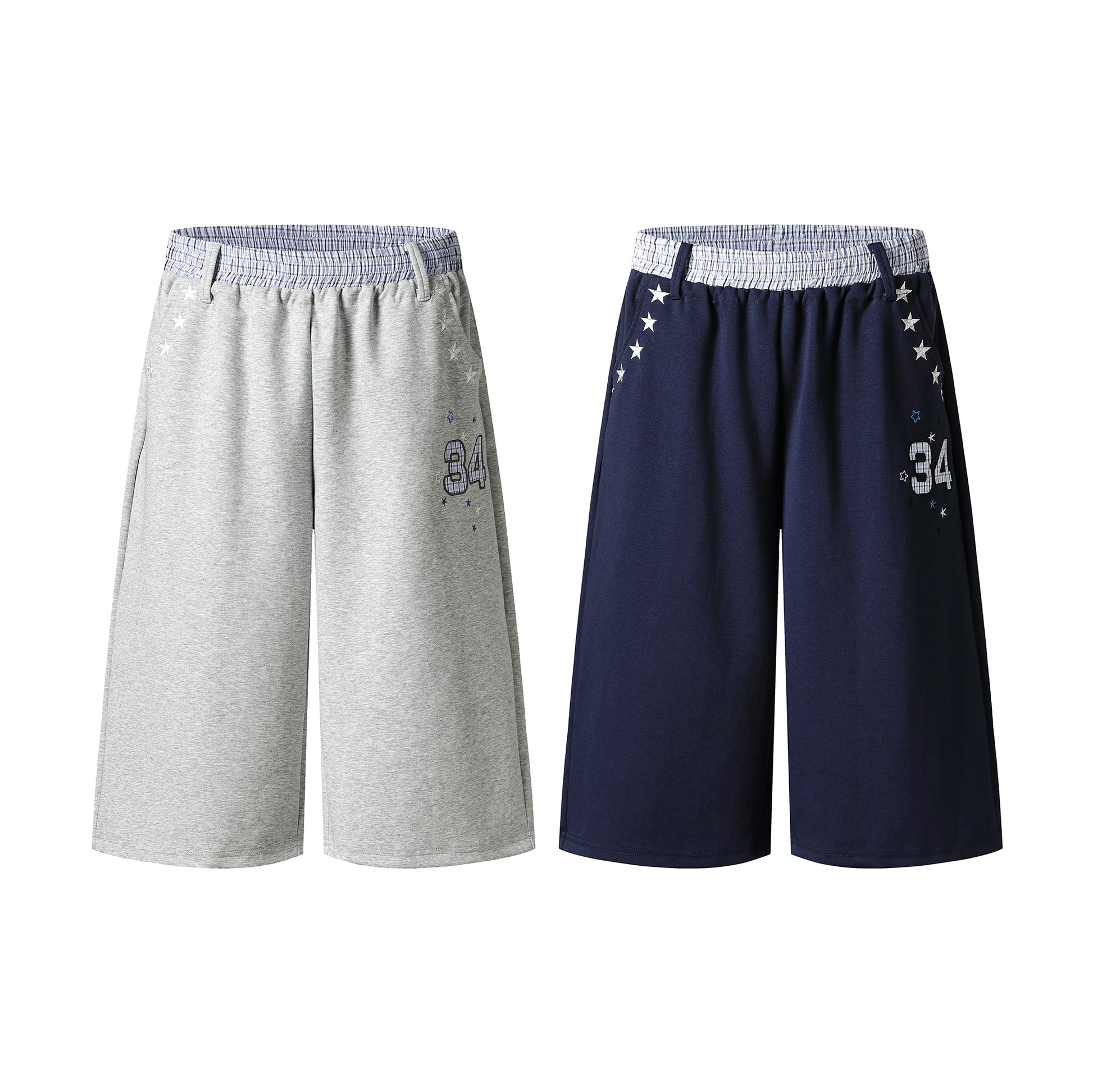 Star 34 Wide Leg Sweat Shorts - Navy Front