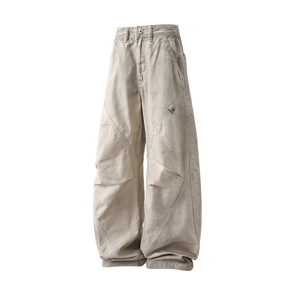 Diagonal seam cargo pants front angled view