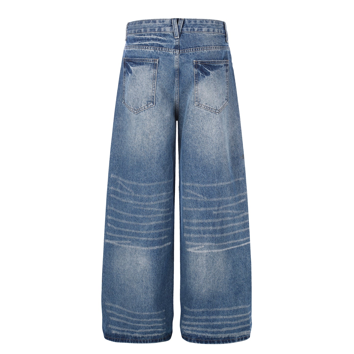Women's Star Embroidery Rhinestone Distressed Wide Leg Jeans High Waist Ripped Casual Streetwear Denim Pants
