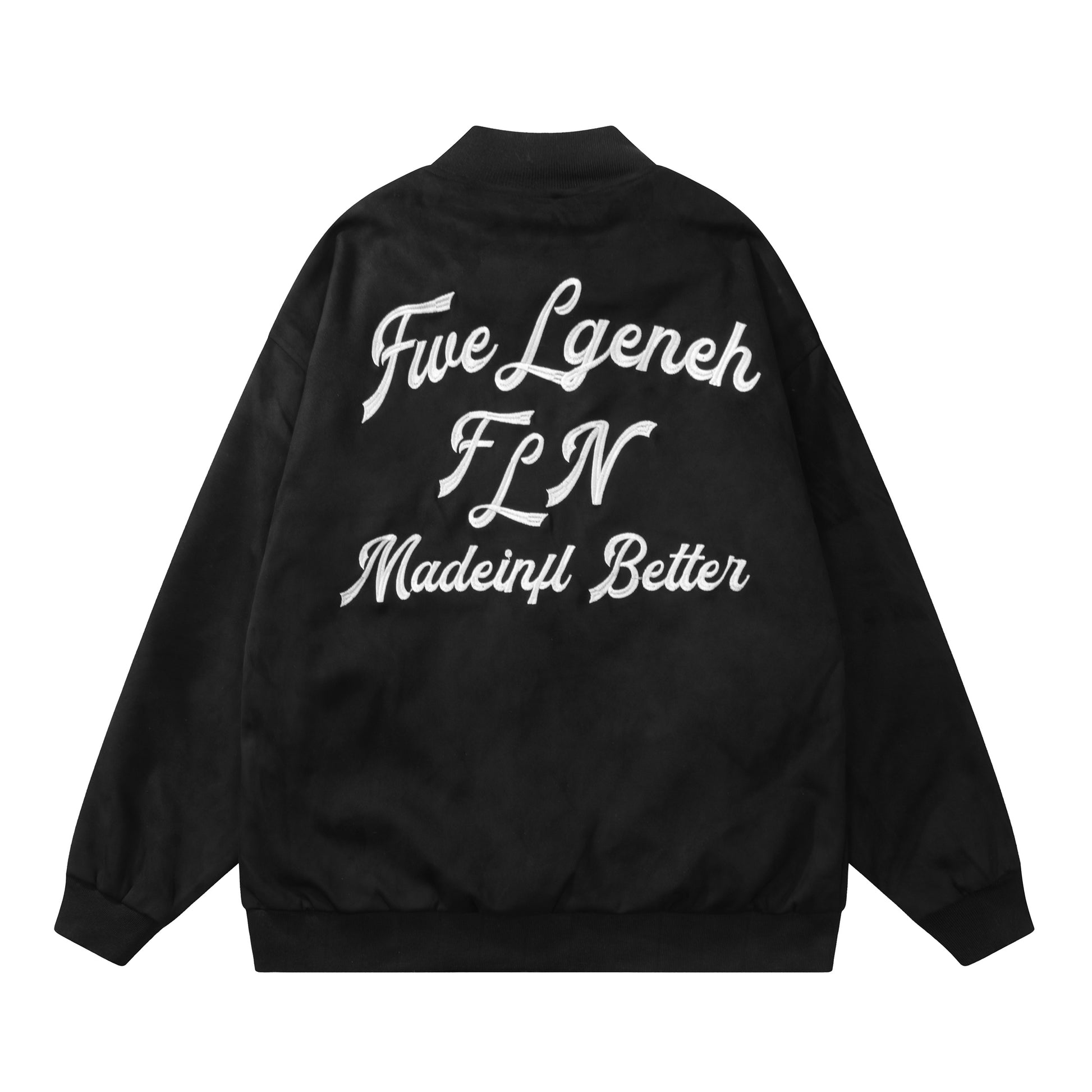Brown jacket front FLN Madeinfl Better embroidery