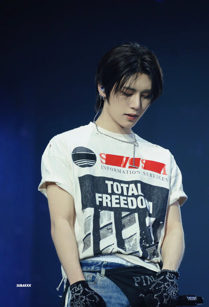 Satoshi Nakamoto Total Freedom Distressed Tee Beige