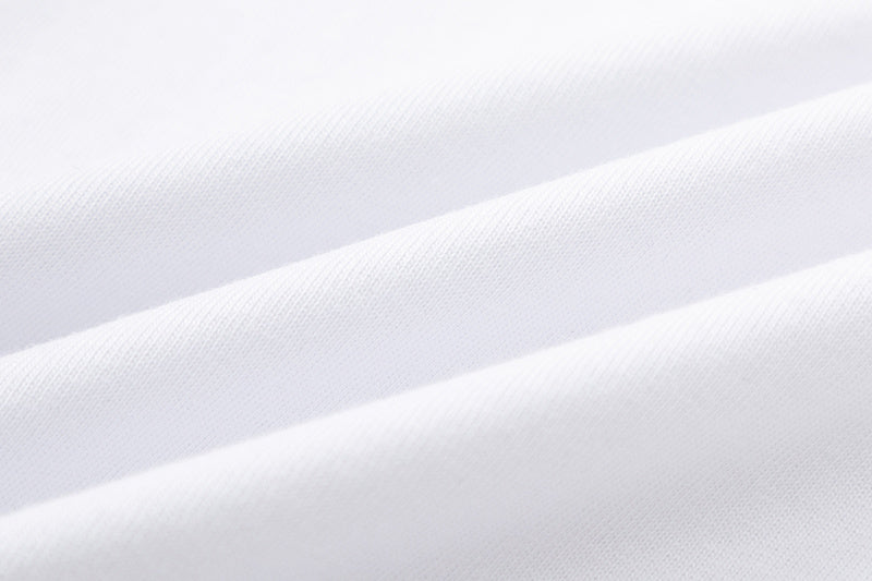 White crew neck short sleeve graphic T-shirt with small blue chest graphic - view 3