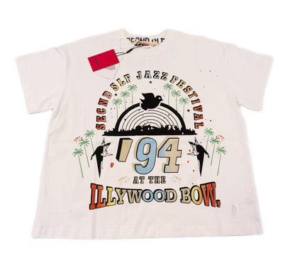 SECND SLF 94 Jazz Festival Vintage Short Sleeve Tee Off-White Boxy Dual-Print Retro American Streetwear | Jazz 94 Tee