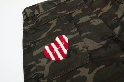 Women's Camo Multi Embroidery Wide Leg Shorts High Waist Cartoon Bear Cherry Apple Streetwear Bermuda Shorts
