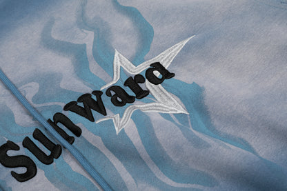 Daily Sunward Flame Star Tie-Dye Gradient Fleece Hoodie Oversized Streetwear Y2K Grunge Warm Winter Pullover Sweatshirt | Flame Drift