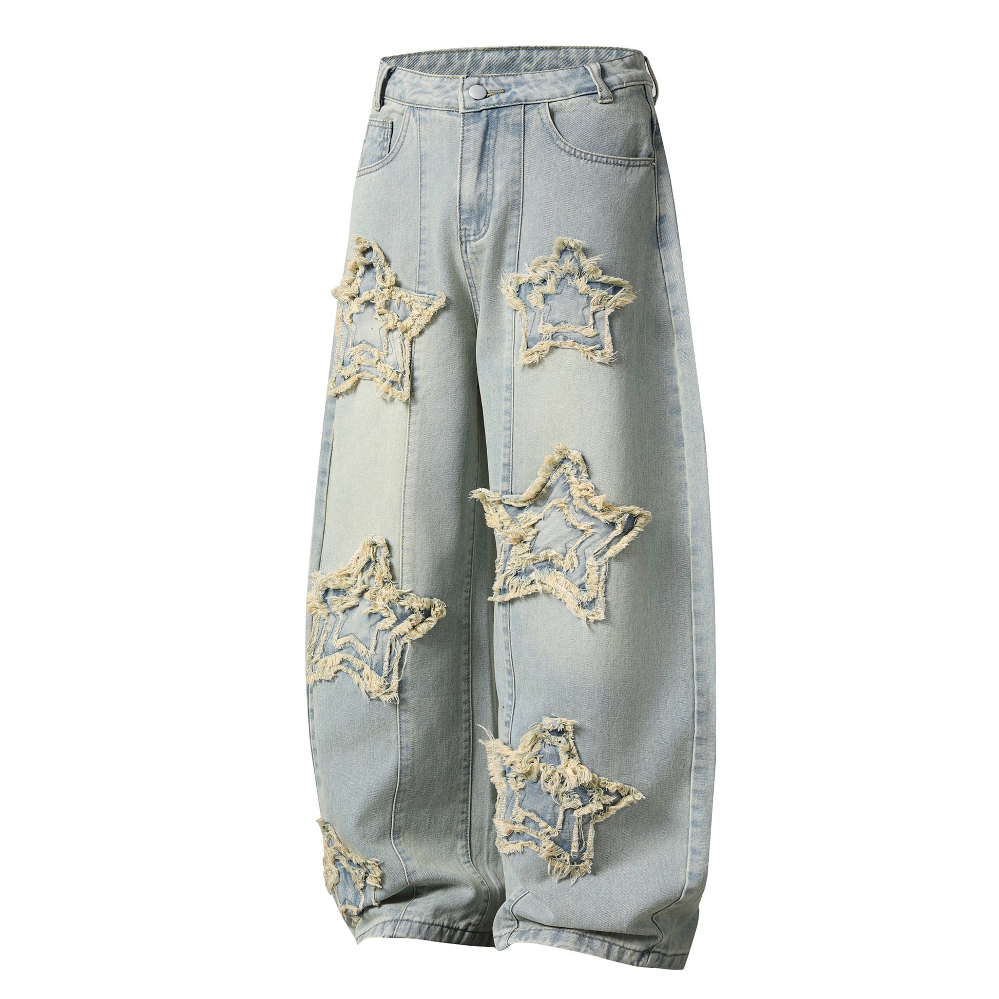 Fray Star Wide Leg Jeans - Front and Back Combined