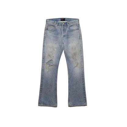ERD Enfants Riches Deprimes Distressed Flare Jeans Washed Slash Burn Dye Vintage Streetwear Denim | ERD Flare