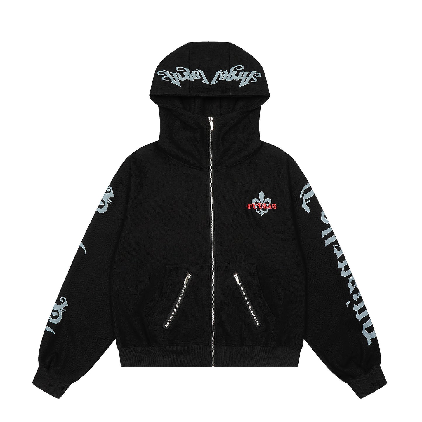 Fleur Goth Gothic Zip Hoodie Gray Front