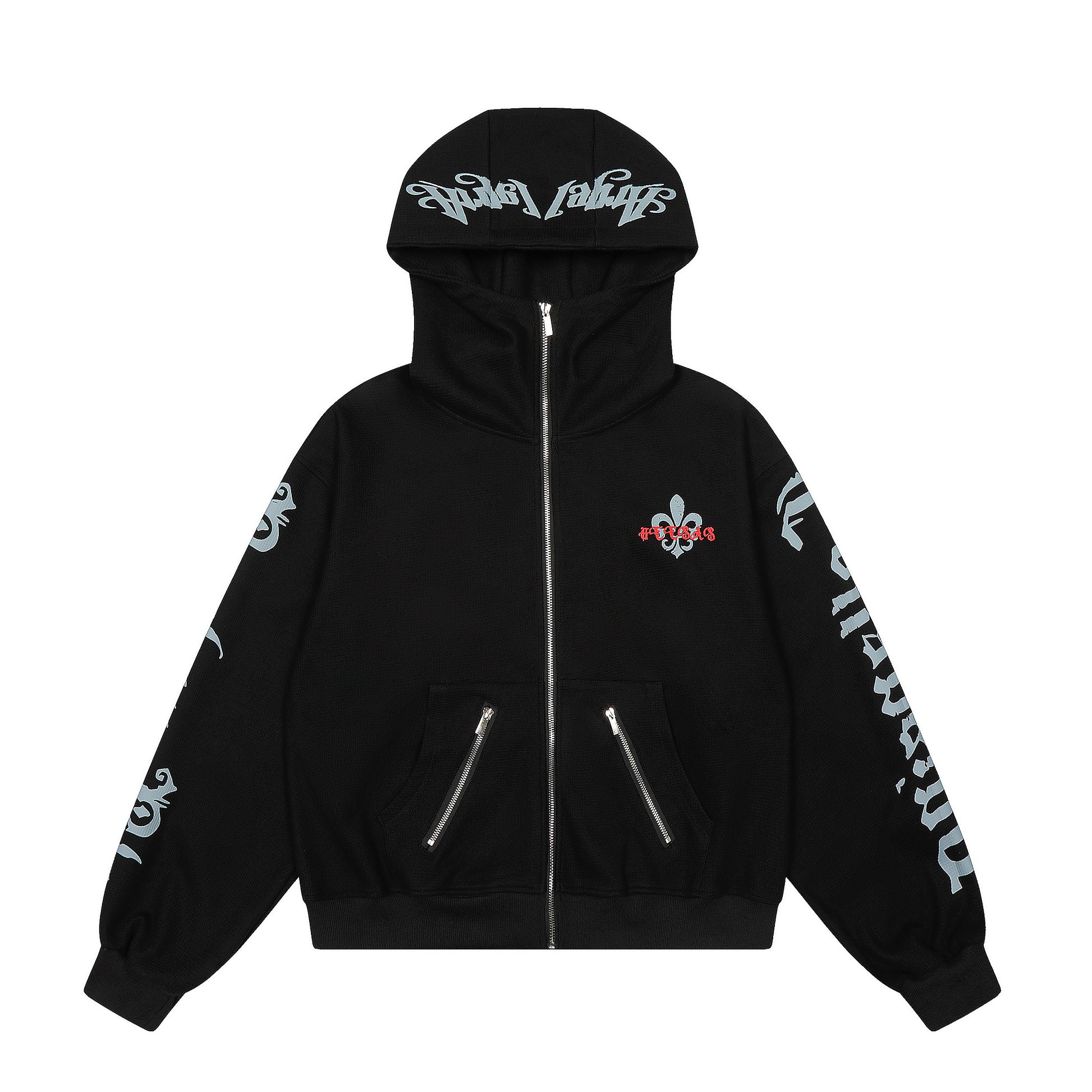 Fleur Goth Gothic Zip Hoodie Gray Front