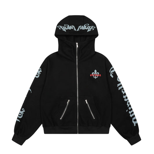 Fleur Goth Gothic Zip Hoodie Gray Front