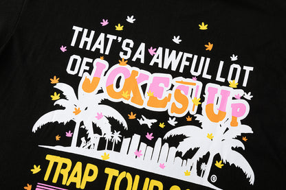 Cartoon Graphic Print Tee Pop Art Drip Face Oversized Black Cotton Streetwear Casual Summer T-Shirt | Drip Face