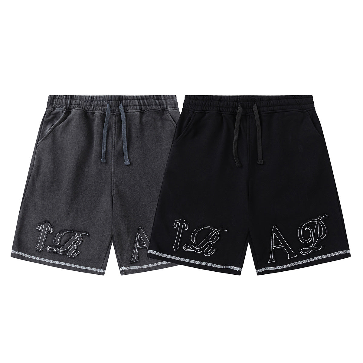 Trapstar black and charcoal graphic T-shirt and drawstring shorts set with contrast stitching - view 3