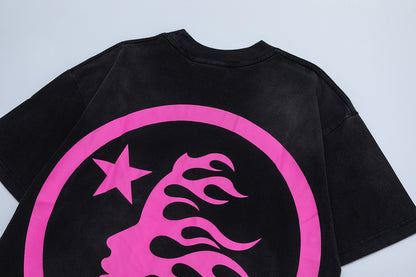 Graphic Print Short Sleeve Tee Oversized Y2K Streetwear Summer Flame Queen Cotton T-Shirt | Flame Queen