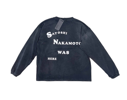 Satoshi Nakamoto Follow Me Long Sleeve T-Shirt - Washed Black