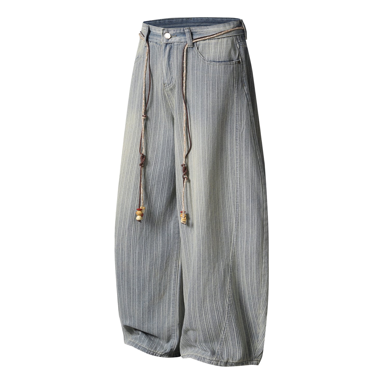 Bead Rope Wide Leg Jeans - Side Angle