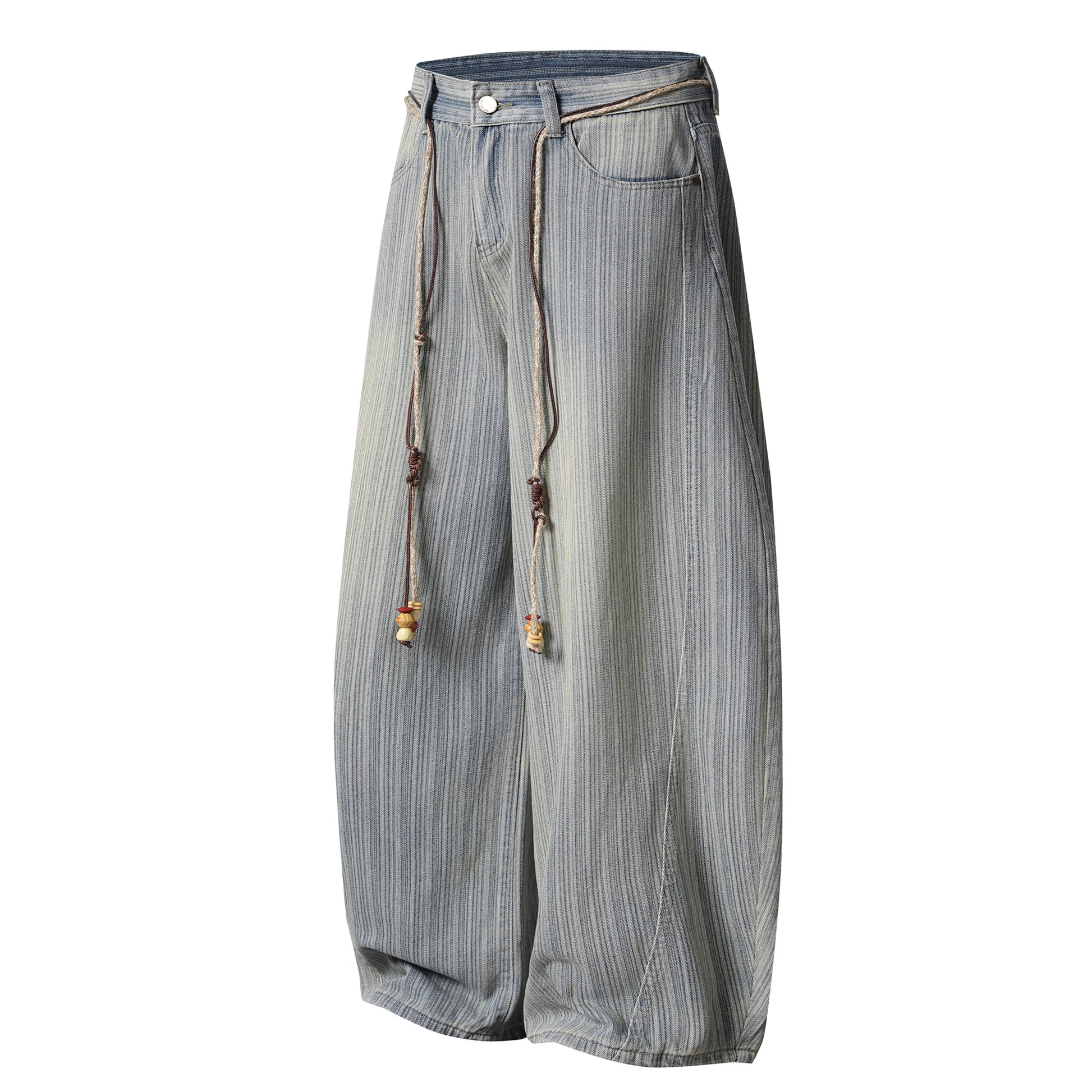 Bead Rope Wide Leg Jeans - Side Angle