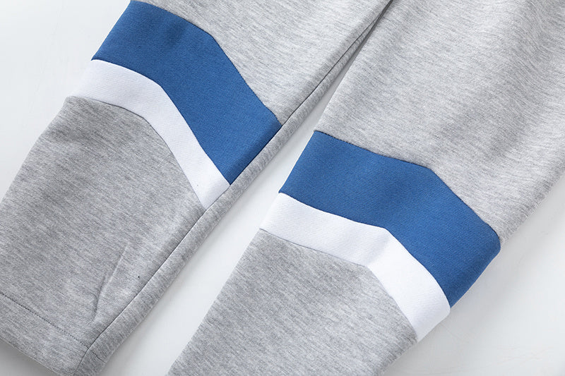 Blue, gray, and white chevron hoodie with matching joggers tracksuit set - view 3