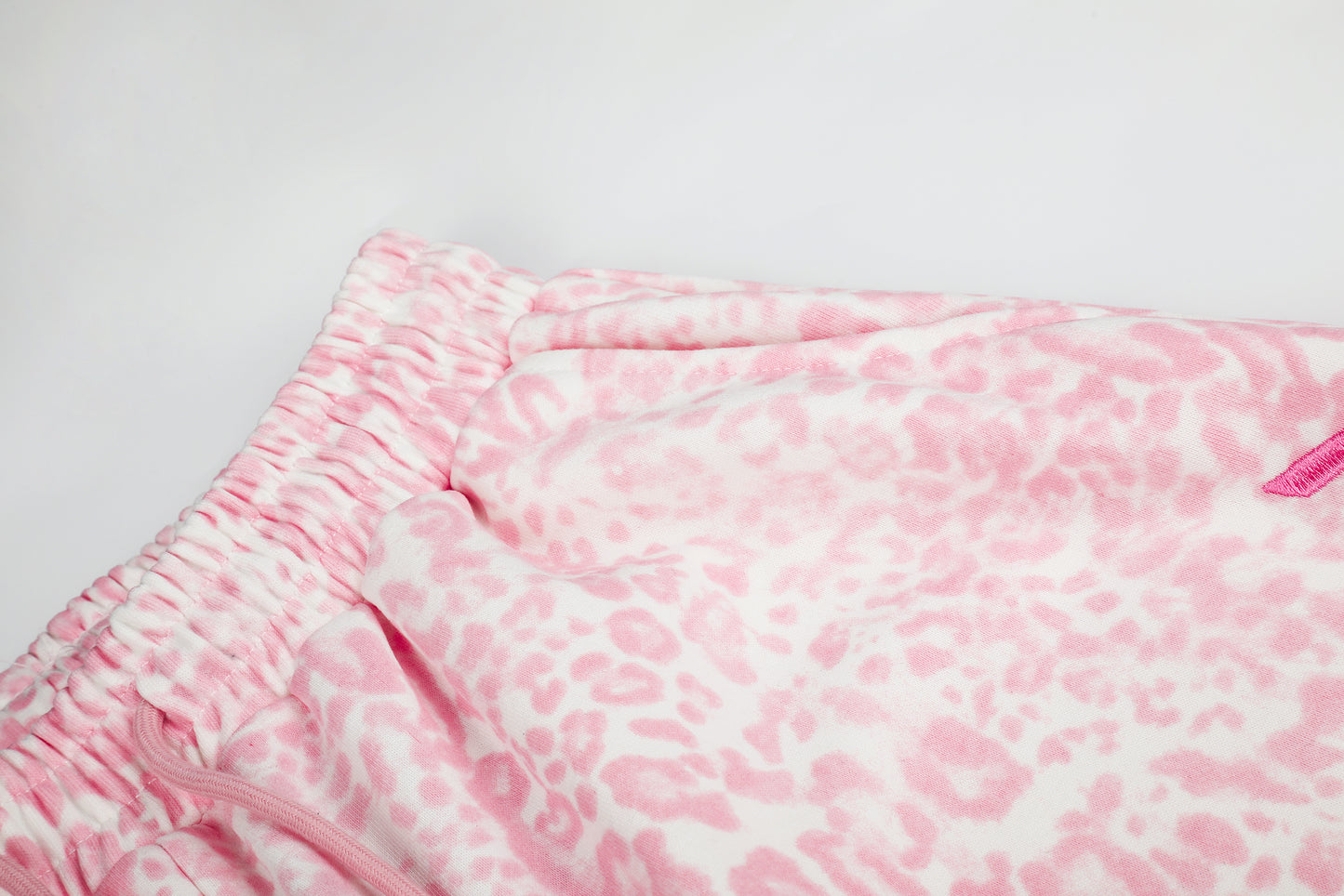 Women's Pink Leopard Wide Leg Pants - Hip Detail