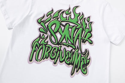 Unisex White Graphic T-Shirt, Crew Neck Streetwear Tee with Back Print